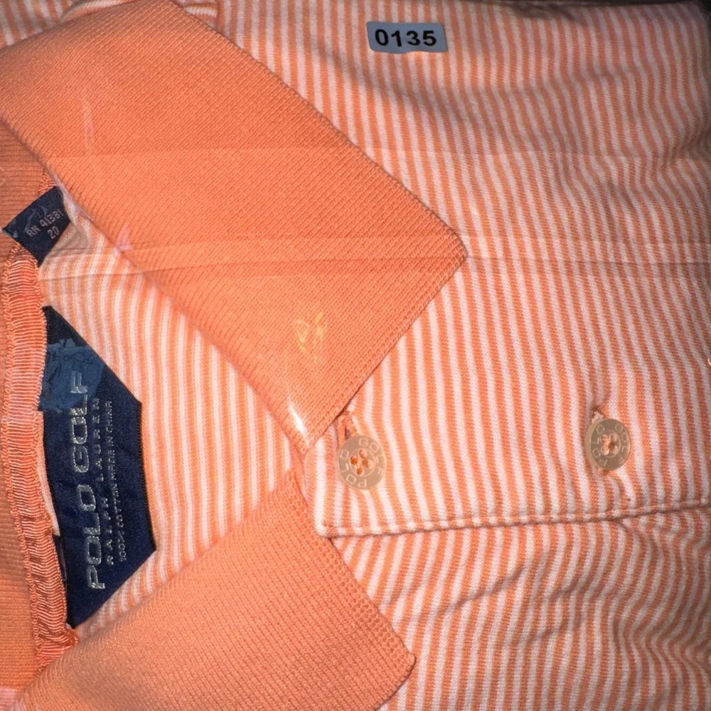 Polo Golf Ralph‎ Lauren Mens XL Orange White Striped Jim Hudson Lexus Polo Shirt